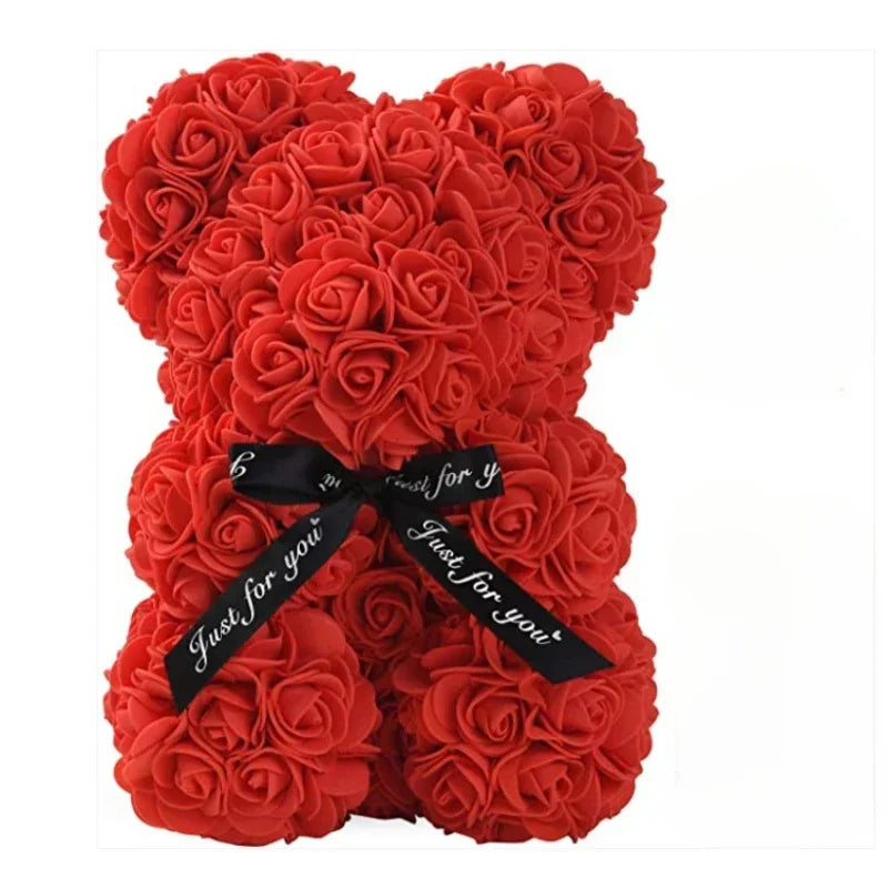 Nounours de Saint-Valentin aux roses éternelles